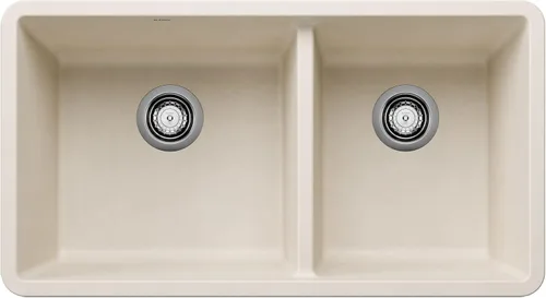 Miniatura 3 de BLANCO 441128 Precis Silgranit 60/40 - Fregadero de cocina con doble tazón, 33 pulgadas, color antracita Gris metálico