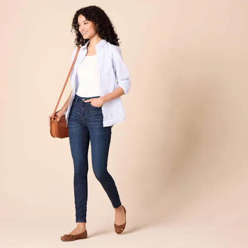 Miniatura 5 de Tienda Essentials Jeans ajustados para mujer, cintura alta, jeans elásticos