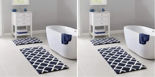 Miniatura 9 de Madison Park Bittman - Alfombra de baño reversible de pelo alto, lujosa, copetuda, absorbente, de secado rápido, diseño geométrico, decoración