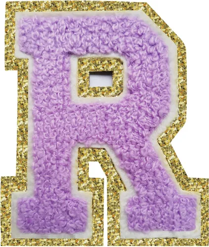 Miniatura 62 de SPRT - Parches de letras de chenilla universitaria con purpurina, parche de letras blancas para planchar con letras del alfabeto para disfraz
