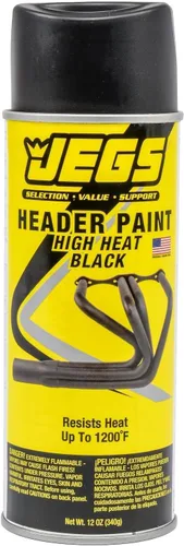 JEGS Pintura negra resistente a altas temperaturas | 12 oz. Spray en aerosol | Resiste el calor hasta 1200 grados F | Curado con calor a 400 grados