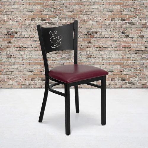 Miniatura 18 de Flash Furniture Silla de restaurante de metal con respaldo de café negro de la serie HERCULES - Asiento de madera natural Asiento de madera