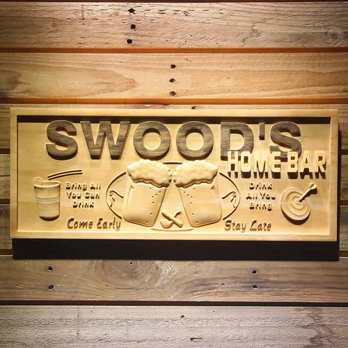ADVPRO wpa0053 - Letrero personalizado con nombre grabado en 3D de madera para el hogar, bar, cerveza, decoración del hogar, placas de casa de lago,