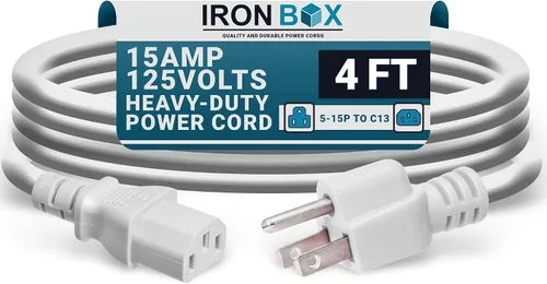 Miniatura 18 de IronBox Electric - Cable de alimentación de servicio pesado 5-15P a C13 - Cable de 3 clavijas 15A 125V 14/3 SJT para PC - Cable para computadora