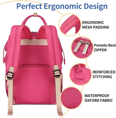 Miniatura 6 de Pomelo Best Mochila para pañales elegante impermeable multifuncional bolsa de bebé grande con cambiador y correas para cochecito, Verde beige