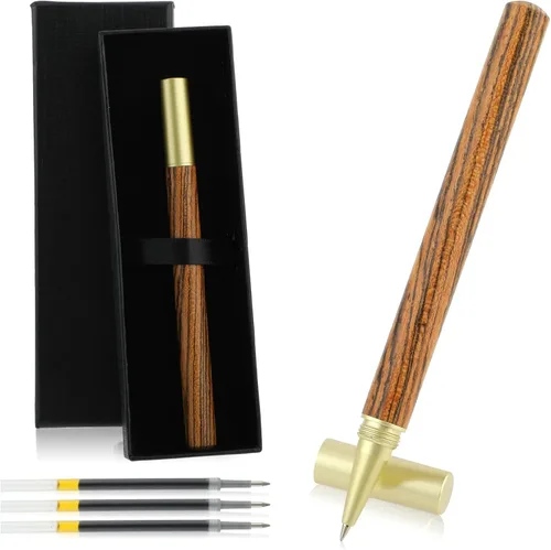 cobee Bolígrafos de madera vintage, hechos a mano con 2 recambios de tinta negra de 0.020 in y caja de regalo, bolígrafo de lujo de punta fina para