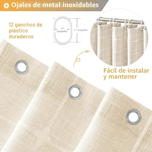 Miniatura 5 de BTTN Juego de cortinas de ducha estilo bohemio de granja con borlas, tela rústica de lino resistente, repelente al agua, cortinas de ducha gruesas A