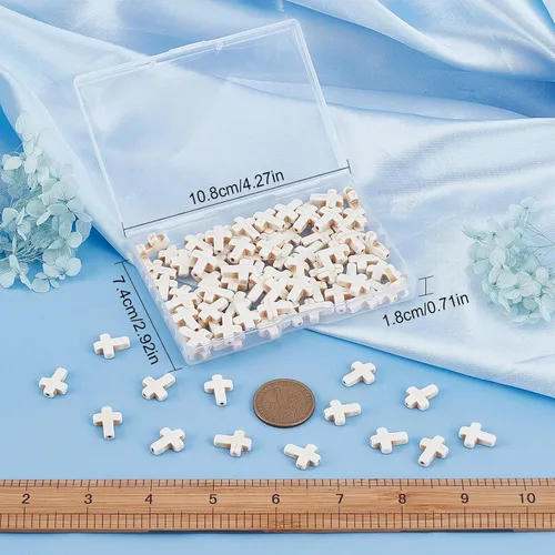 Miniatura 7 de SUNNYCLUE 1 caja, 100 cuentas de cruz de turquesa blanca, cuentas de piedra turquesa sintética de 0.472 x 0.630 in, cuentas pequeñas de cruz