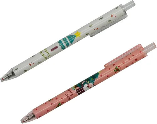 Miniatura 6 de Maydahui 12 bolígrafos de gel de Navidad de dibujos animados, bolígrafos de impresión retráctiles de Papá Noel, árboles de Navidad, muñeco de nieve