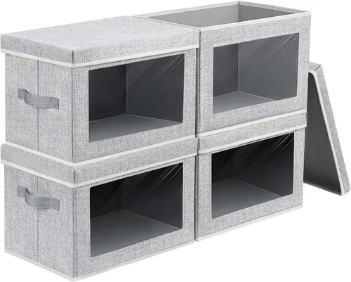 Miniatura 38 de Homsorout Contenedores de almacenamiento con tapas, organizadores pequeños de tela con ventana, contenedores de almacenamiento plegables para ropa