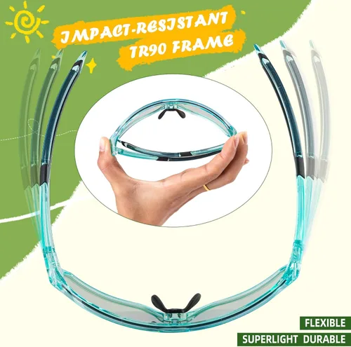 Miniatura 3 de ROCKBROS Gafas de sol deportivas fotocromáticas para niños y niñas, jóvenes, MTB Biking para niños de 8 a 14 años Verde