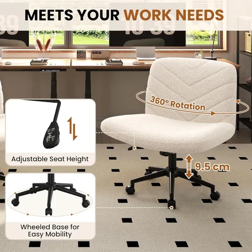 Miniatura 9 de Yaheetech Silla de Escritorio de Oficina con Patas Cruzadas Anchas sin Ruedas, Sillas Giratorias Cómodas para Computadora de Tocador para Hogar
