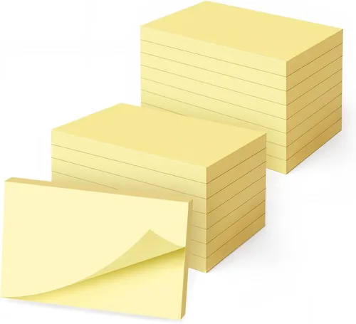 16 blocs de notas adhesivas grandes amarillas, 3 x 5 pulgadas, autoadhesivas, 100 hojas/bloc, poder súper adhesivo, extracción limpia, blocs de