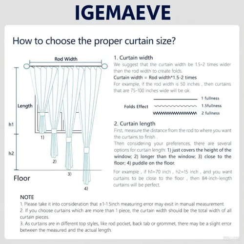 Miniatura 8 de IGEMAEVE Cortinas 100% opacas de 108 pulgadas de largo para dormitorio, juego de 2 paneles de cortinas opacas con bolsillo para barra y pestaña