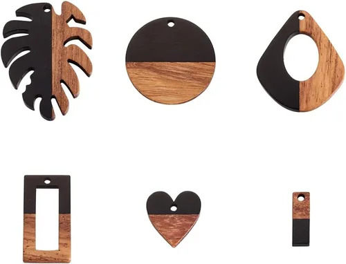 Miniatura 17 de Mega Pet Colgante de resina y madera de nogal para hacer joyas de bricolaje