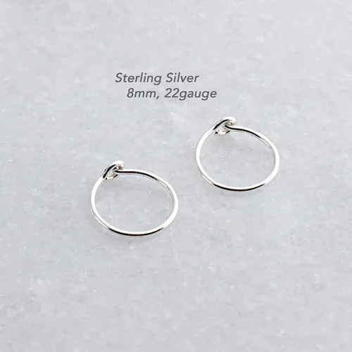 Miniatura 8 de Aretes de plata de ley abiertos para cartílago, tragus, delgados, calibre 22