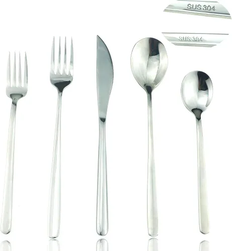 Miniatura 9 de JASHII Juego de cubiertos de acero inoxidable de 24 piezas con acabado brillante para 4 personas, cuchillo de cena, tenedor, cuchara, tenedor