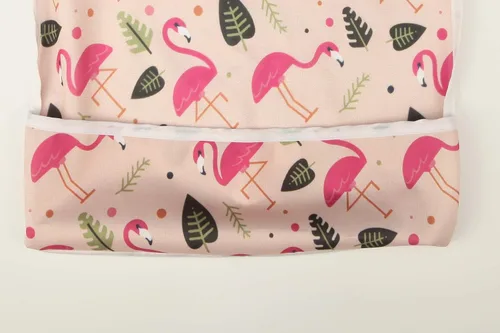 Miniatura 6 de Babero de bebé manga camisa con bolsillo 1-3 años pintura para niñas (Flamingo Cactus)
