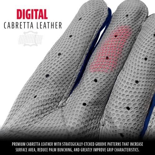 Miniatura 2 de Franklin Sports MLB - Guantes de bateo de béisbol CFX Pro para jóvenes y adultos, béisbol + sóftbol, varios tamaños + colores Gris/Azul marino