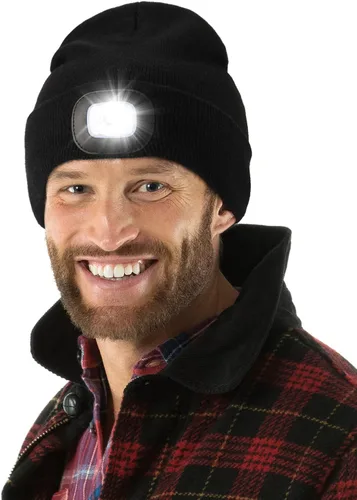 Miniatura 7 de MELASA Gorro unisex con luz, recargable por USB, manos libres, gorro LED, regalos de invierno para hombres