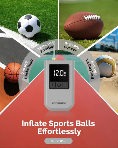 Miniatura 2 de Bomba de Aire para Pelotas Deportivas, Bomba de Baloncesto Eléctrica Portátil con Inflado Ultra Rápido, con Pantalla LED Digital, Bomba de Aire