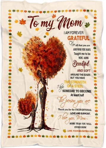 Miniatura 3 de Manta personalizada para mamá de hija e hijo, manta personalizada para el día de la madre con nombres de los niños, manta con texto en inglés «To My