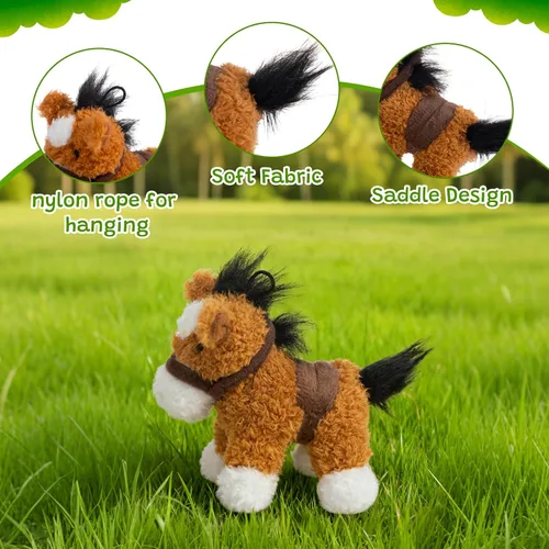 Miniatura 6 de HollyHOME 8 piezas de caballos de peluche, caballos mini de peluche a granel, caballos de peluche para fiestas temáticas de animales, cumpleaños