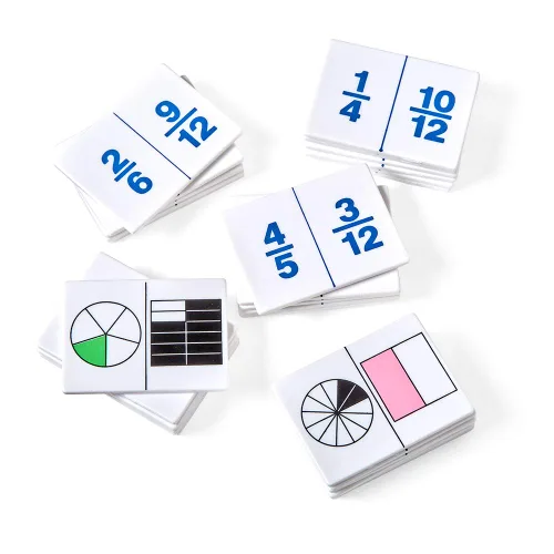 hand2mind Azulejos de juego de dominó de fracción de plástico, materiales de matemáticas Montessori para que los niños aprendan decimales y