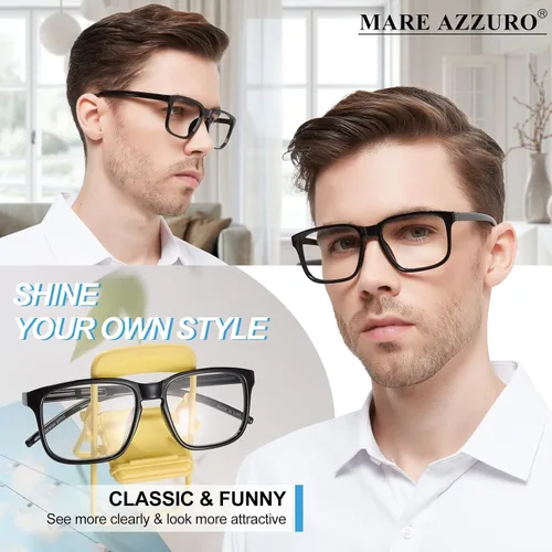 Miniatura 2 de MARE AZZURO Gafas de lectura de gran tamaño para hombre, grandes lectores cuadrados 1.0 1.25 1.5 1.75 2.0 2.25 2.5 2.75 3.0 3.5 4.0 5.0 6.0