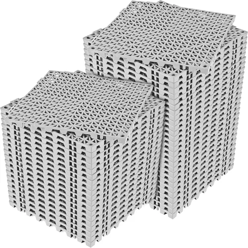 Miniatura 27 de ToLanbbt Cojín modular entrelazado 8P de 11.8 x 11.8 pulgadas, agujeros de drenaje de goma entrelazados antideslizantes para cubierta, ducha