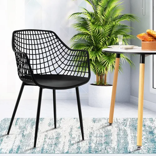 Miniatura 7 de Giantex Juego de 4 sillas de comedor modernas, sillones negros con respaldo de 15 pulgadas de alto, patas de metal con recubrimiento en polvo