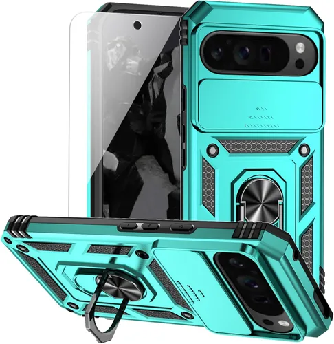 Miniatura 12 de Funda para Google Pixel 9 Pro XL con cubierta para lente de cámara, protector de pantalla HD, doble capa de grado militar a prueba de caídas