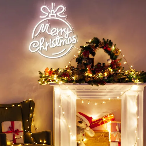 Miniatura 5 de Xuhal Letreros de Neón de Feliz Navidad Letreros de Neón de Acrílico Luz de Neón Blanca de Feliz Navidad Luz LED Alimentada por USB Letrero LED