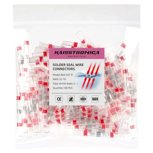Miniatura 8 de haisstronica 100 conectores de alambre con sello de soldadura, conectores a tope resistentes al agua, termorretráctiles, terminales