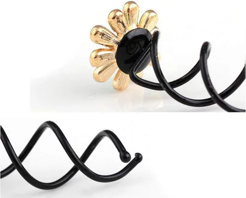 Miniatura 3 de Vpang 5 horquillas de pelo en espiral de margarita, espiral, bobinas para el cabello, pinzas para el cabello para boda, nupcial, flor de metal