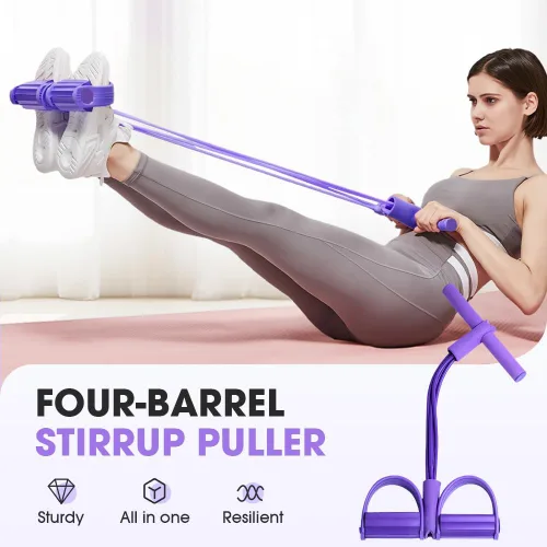 Miniatura 2 de Bandas de resistencia con asas, 21 bandas de resistencia de fitness, 4 tubos de pedal de tobillo bandas de estiramiento para entrenamientos de Rojo