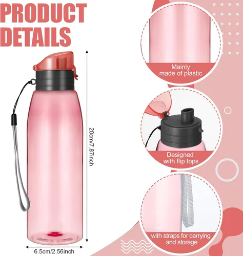Miniatura 2 de Uiifan 50 botellas de agua de plástico a granel de 17 onzas con correa de asa, tapa abatible, reutilizable, a prueba de fugas, para adultos, viajes