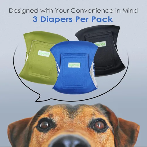 Miniatura 2 de wegreeco - Pañales lavables para perros machos, bandas envolventes para vientre, paquete de 3 (negro, azul, oliva), talla L