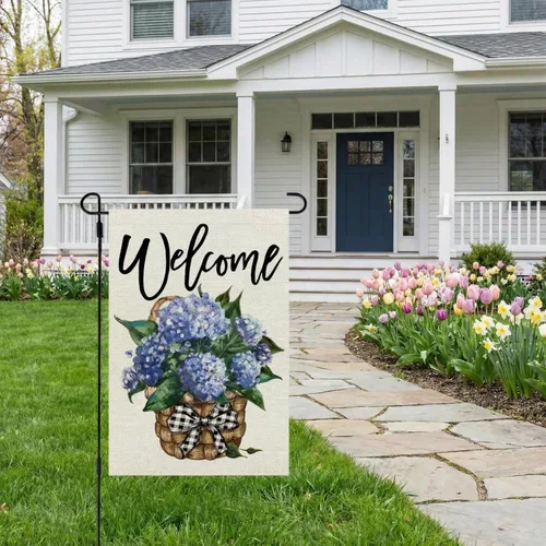 Miniatura 3 de Bandera de jardín de hortensias CROWNED BEAUTY primavera de doble cara 12x18 pulgadas para decoración floral pequeña al aire libre CF813-12