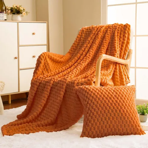 Miniatura 90 de Vessia - Manta de forro polar de franela (50x70 pulgadas), manta 3D de jacquard negra, esponjosa y cálida para sofá, sillón, cama, silla, 300GSM