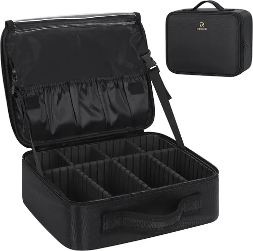 Miniatura 18 de Relavel Estuche de maquillaje grande para maquillaje, estuche de tren profesional de 16.5 pulgadas, organizador de cosméticos de viaje, soporte