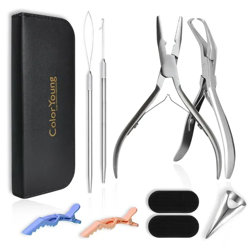 Miniatura 8 de Herramientas de extensión de cabello, kit de extensiones de cabello microenlaces multifuncionales para extensiones de cabello micro cuentas, kit