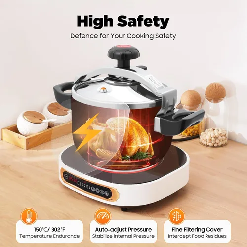 Miniatura 5 de Olla a presión de acero inoxidable 201 de 5L, 7L/4.54 cuartos de galón, 60 Kpa, pequeña olla a presión antideslizante para cocina, hervir y guisar