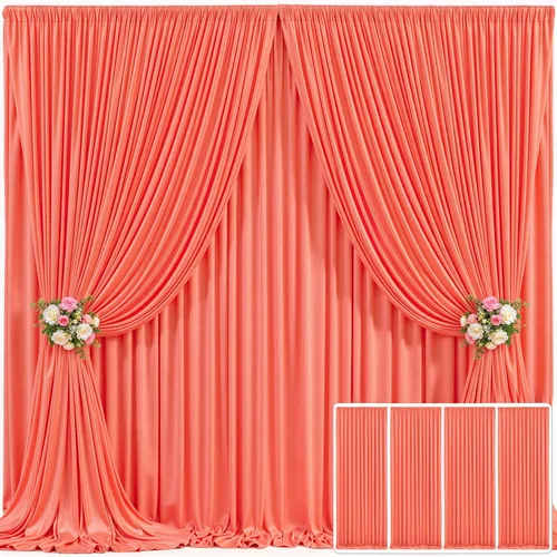 Miniatura 12 de Cortina de fondo beige de 10x10 para bodas y fiestas, cortina de fondo beige sin arrugas para fotos, cortinas de fondo para decoración de baby Gris
