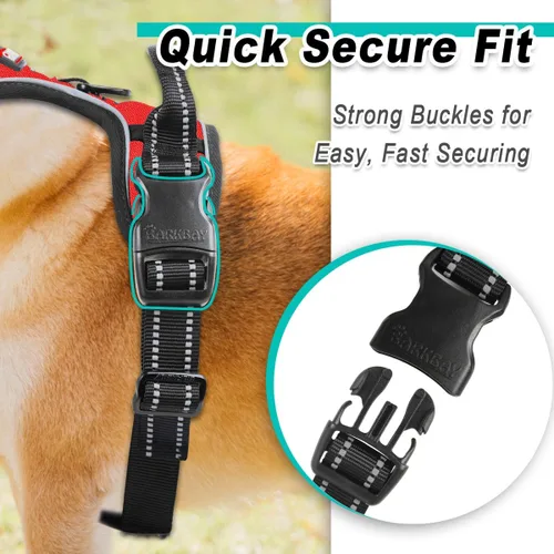 Miniatura 7 de BARKBAY Arnés para perro sin tirones para perros grandes, ajustable, reflectante, cómodo, sin estrangulamiento, resistente, perfecto para Rojo