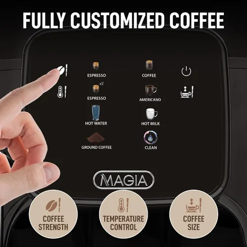 Miniatura 3 de Zulay Kitchen Magia Clasica - Máquina automática de café expreso con molinillo integrado, cafetera de panel táctil, espumador de leche con varita