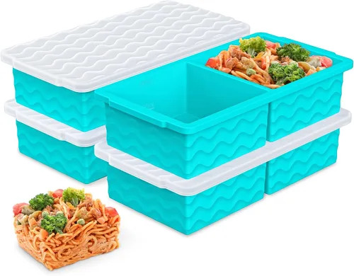 Miniatura 12 de Aopigavi Bandeja de silicona para congelador con tapa, moldes para congelador de sopas de 2 tazas, bandejas grandes para cubitos de hielo