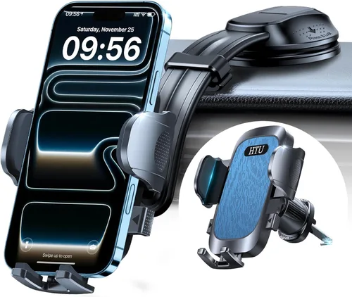 Miniatura 10 de HTU Soporte de teléfono de automóvil con succión más fuerte mejorado, brazo flexible, soporte giratorio para teléfono celular para salpicadero, Negro