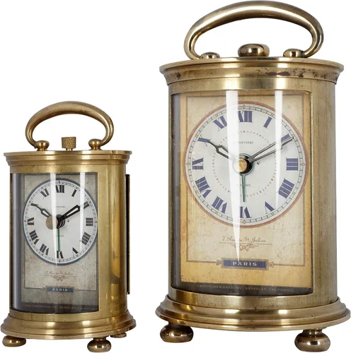 Miniatura 3 de JUSTIME Reloj despertador de mesa analógico coleccionable de latón macizo para regalo, decoración del hogar, funciona con pilas (grande)