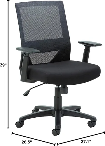 Miniatura 2 de Lorell Silla de trabajo de malla con respaldo medio, color negro